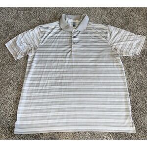 PGA Tour AirFlux Men's XXL Golf Polo Shirt Gray Striped Short Sleeve Collared